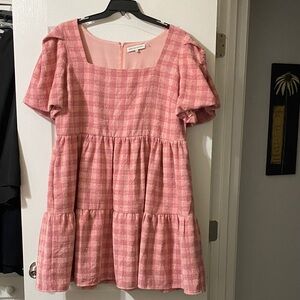 English Factory Pink Plaid Mini Dress